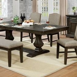 Brand New Espresso & Grey 6pc Dining Table Set 