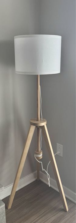 IKEA LAUTERS Floor Lamp, Ash Wood Tripod Category: Home & Garden › Lamps & Lighting Condition: Like New Dimensions: ~59" tall · shade 14.6" diameter ·