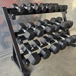 Hex dumbbells set of 5-50lb in 5 lb increments 550lb total weight