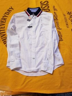 NWT! Tommy Hilfiger Bright White Flex Button Up Shirt, Sz Small