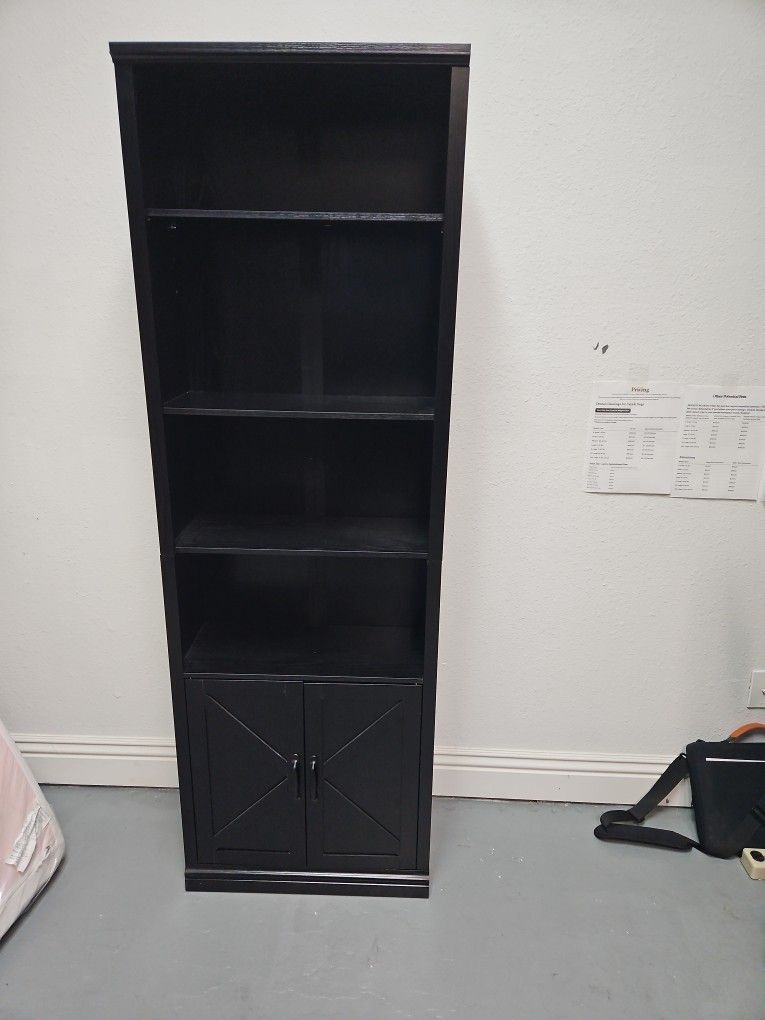 6 Ft' Black Wooden Bookcase/ Media Storage/ Storage Cabinet