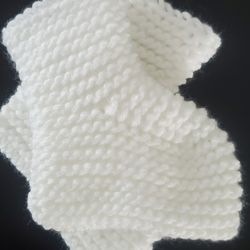 Baby Socks Hand Knitting Girls  Or Boys White Socks Foot Warmers Size  0  -6month