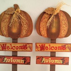 🍁"Welcome Autumn" Wood / Metal Yard Signs (2)