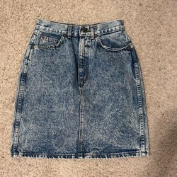 Vintage Chic Stone Washed Maxi Denim Skirt Made in USA Size 9