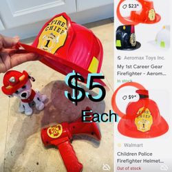 $5 each Fire fighter 🧑‍🚒 Helmet and more Batteries included one size Fit All original,paw 🐾 patrl