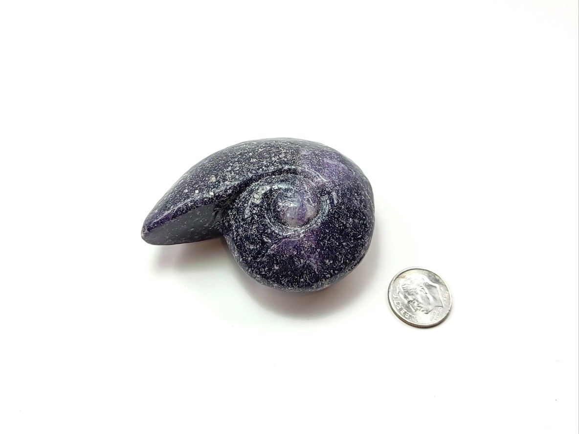 Purple Lepidolite Ammonite Snail Carved Crystal