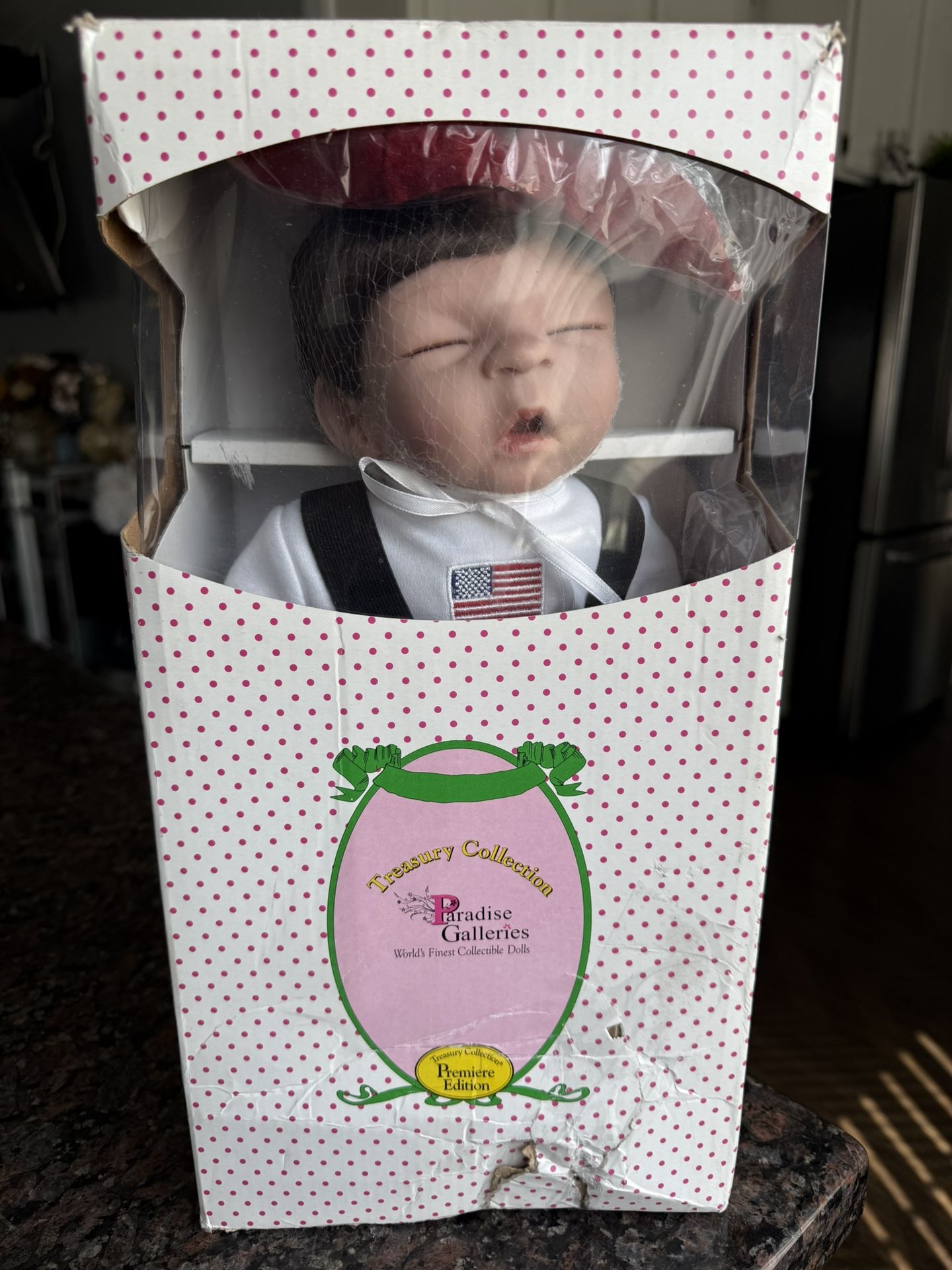 PARADISE GALLERIES DOLL 9/11 COMMEMORATIVE FUTURE FIRE FIGHTER NEW IN BOX W/ COA REBORN BABY DOLL
