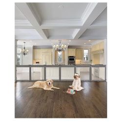 Dearlomum Extra Wide Baby Gate Playpen with Heat-Resistant Mesh,6 Panel Foldable Baby Fence,Indoor/Outdoor Safety Barrier,Dog Playpen & Fireplace Gate