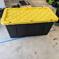 HDX 70 Tough Storage Tote with Wheels in Black with Yellow
