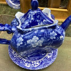 Eye Catching Antique Beautiful Cobalt Blue Large Teapot