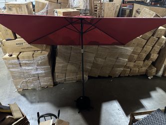 5’×10’ Rectangles Patio Umbrella with Base, Only Stay on Tilted Position