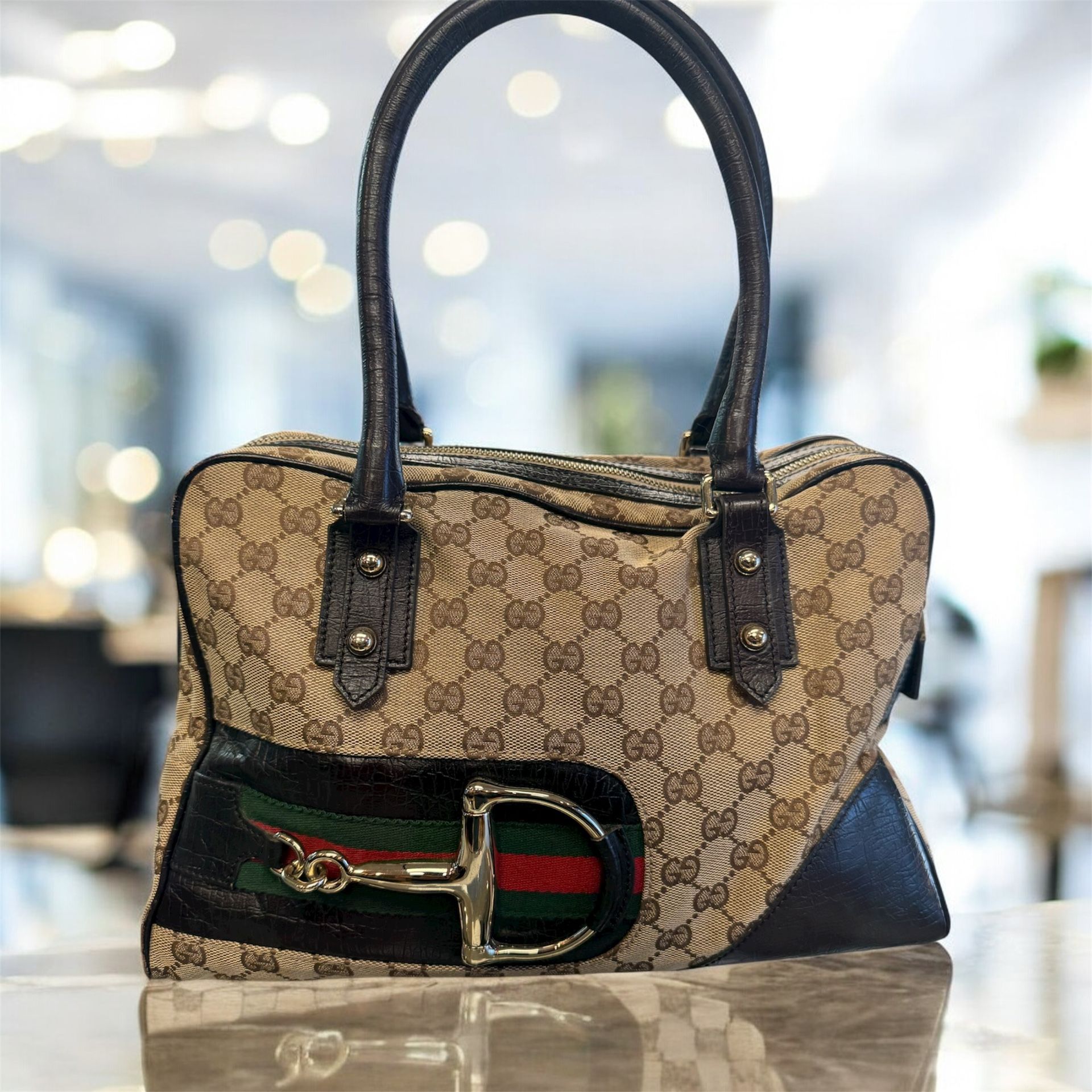 Gucci Horsebit Canvas and Leather Tote Bag – Classic GG Monogram
