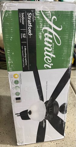 Hunter-Stratford 52 in. LED Indoor Matte Black Ceiling Fan with Light Kit