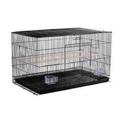 30" Bird Cage Flight Cage with Slide-Out Tray and Wood Perches Black