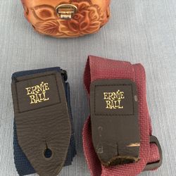 Ernie Ball Guitar Straps + Vintage Leather Pouch