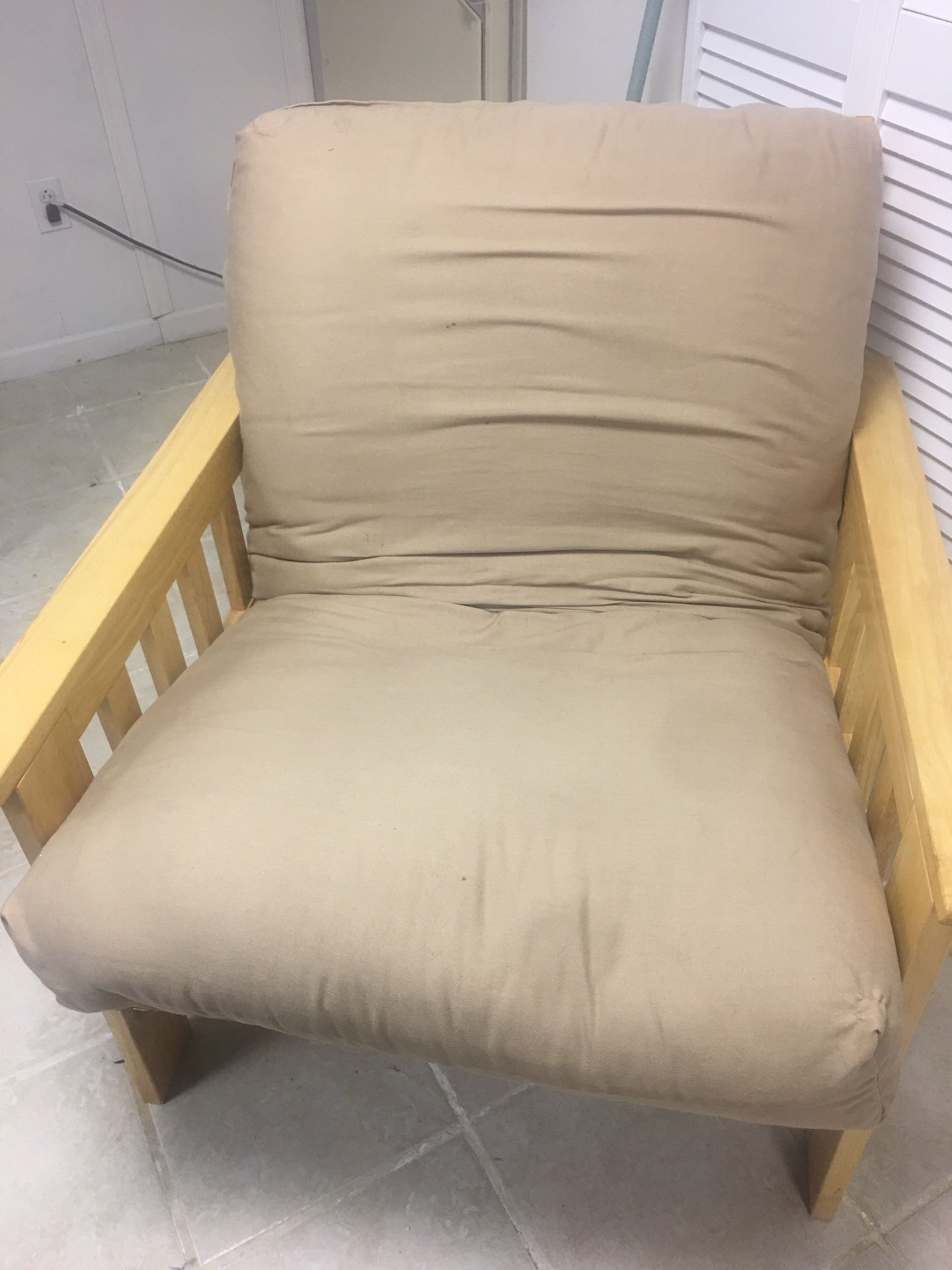 Futon sleeper chair with matching ottoman