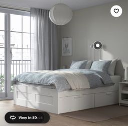 BRIMNES Bed frame with storage, white/Luröy