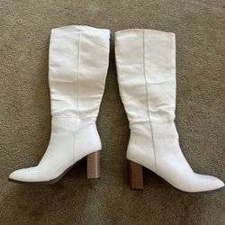 White Knee High Boots