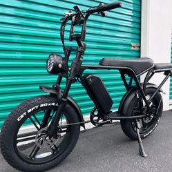 Electric Ebike (Extended Seat) (Retro Style), 750 Watt Motor 1000 Peak Watt, 30mph, 15ah Battery (Black Seat) 