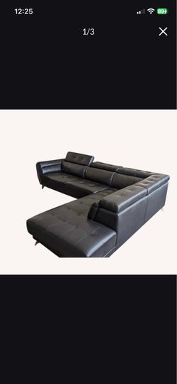 Black Faux Leather Sectional