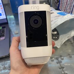 Ring Spotlight Cam, Pro Plug-In, 2-Way Talk, Night Vision, Security Siren, White