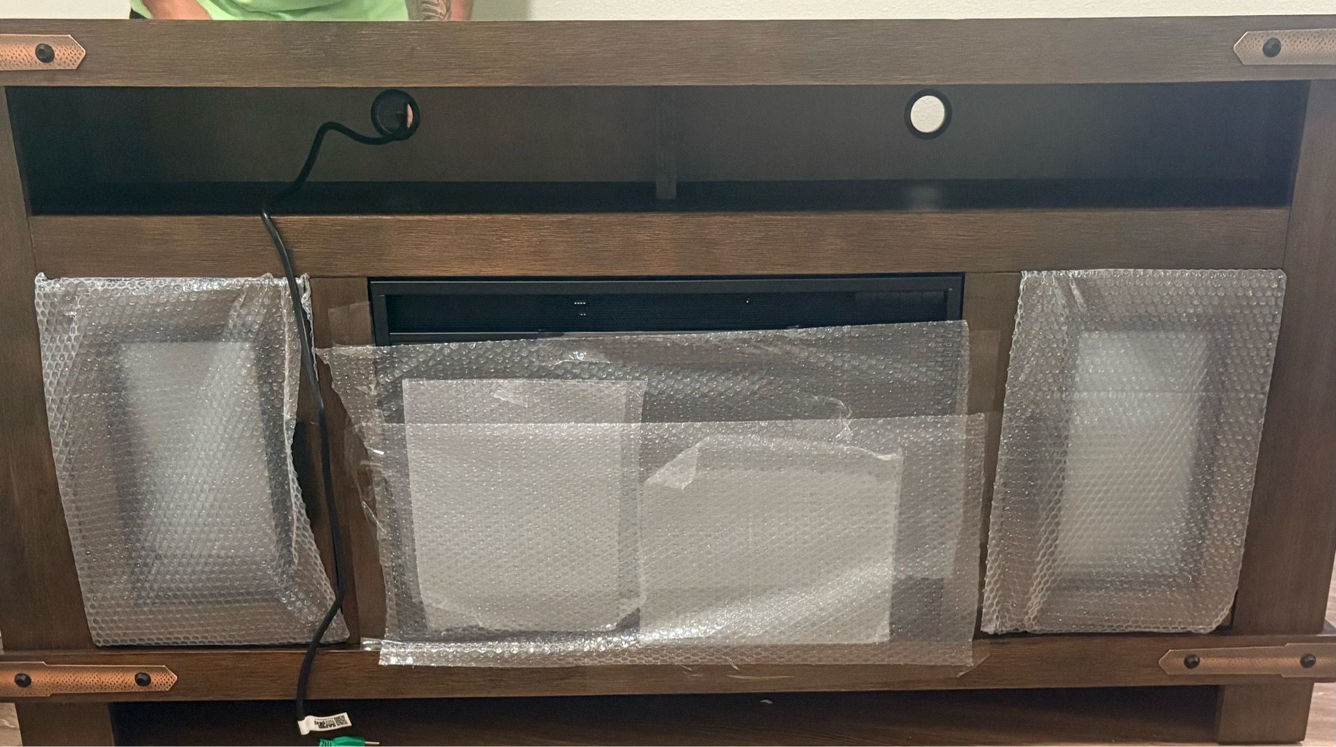 Tv stand with fire place insert