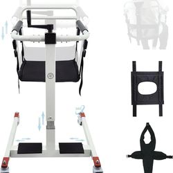 New Patient Lift Transfer Chair, Height and Width Adjustable Transport Chair for Bedside, Car and Wheelchair Mobility, Effortless Assembly, Usage and 