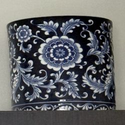 Blue Floral Decorative Cylinder Jar – Modern Home Accent