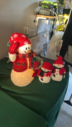 Avon Rare Fiber Optic Snowman And Friends 