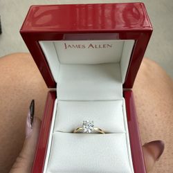 14K Yellow Gold 1.5mm Comfort Fit engagement Ring Lab Created Diamond 1.01Ct VS2