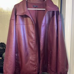 Women’s Burgundy Leather Jacket (XXL)