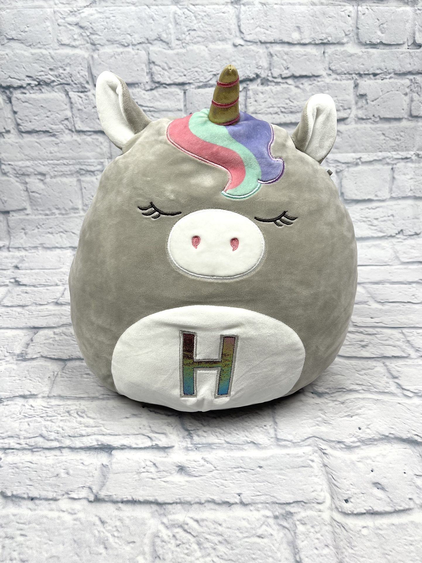 Squishmallows 12" Monogrammed Letter 'H' Unicorn Teresa Kelly Toy Plush
