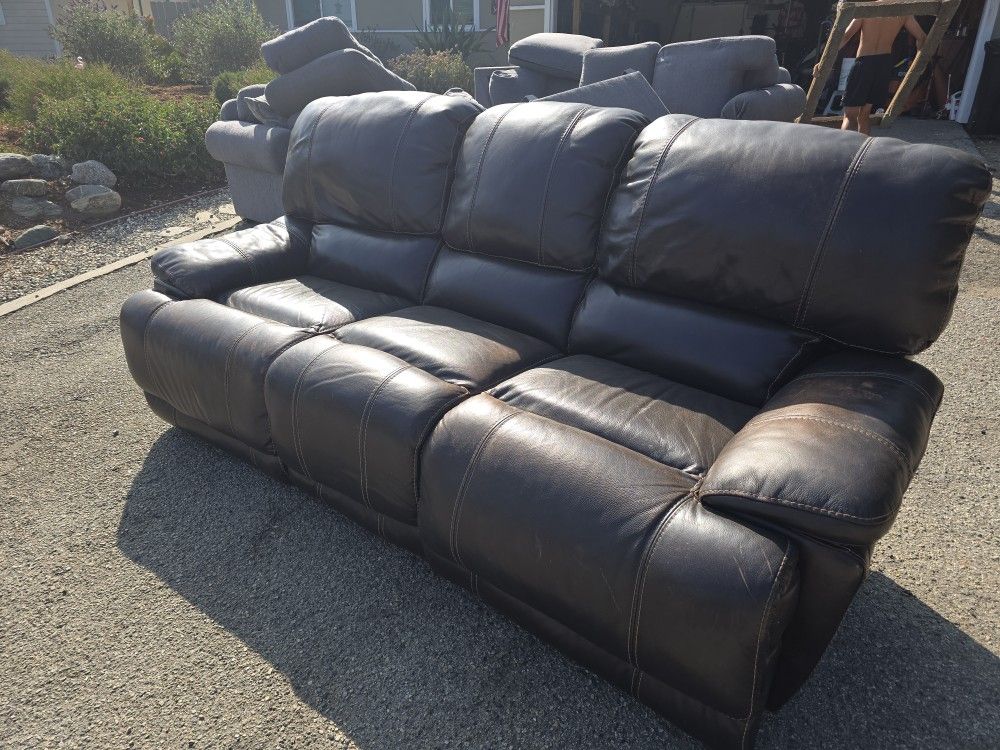 Delivery Available! Brown Leather Sectional Couch Sofa Chaise Futon
