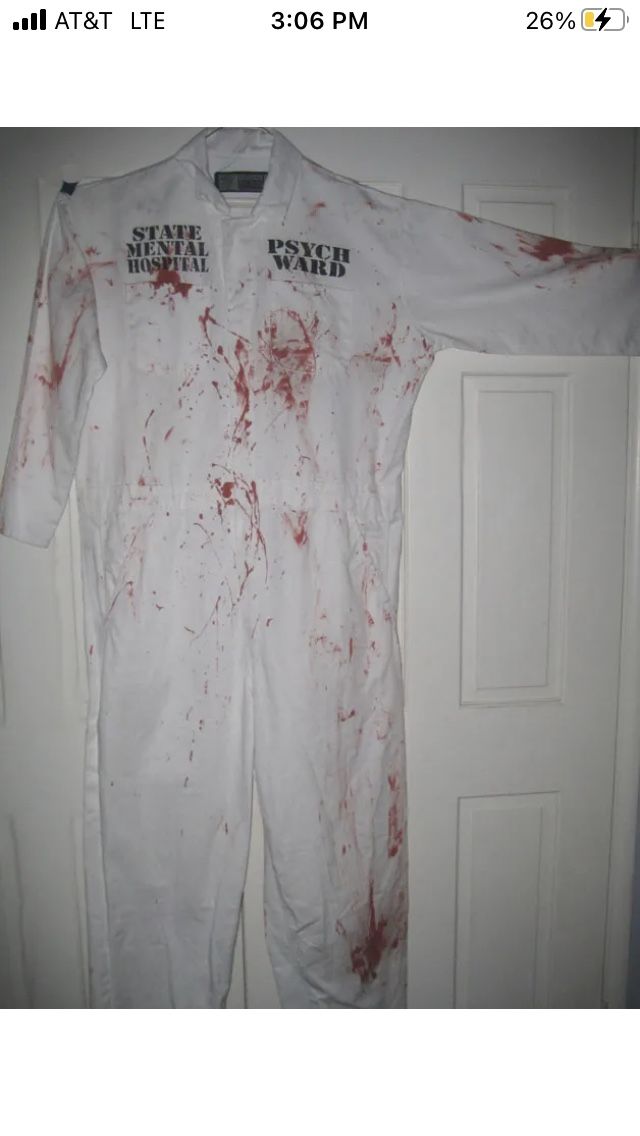 Big & Tall Bloody PSYCHO WARD Jumpsuit Halloween Costume XL 2X 3X 4X BIG