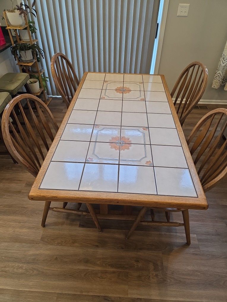 Tile Top Dining Table With 4 Chairs