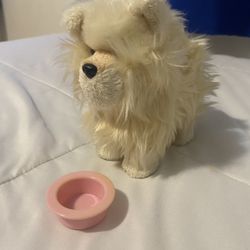 american girl doll dog with bowl