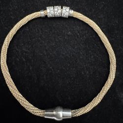 Dyadema Sterling Silver Two Tone White Glass Twisted Wheat Chain 