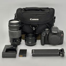 Canon Rebel T7 DSLR W/ 50mm & 75-300 Lenses 