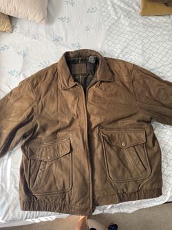 Brown Leather Bomber Jacket