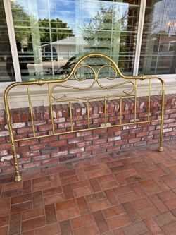 Vintage Queen Brass Metal Bed Headboard