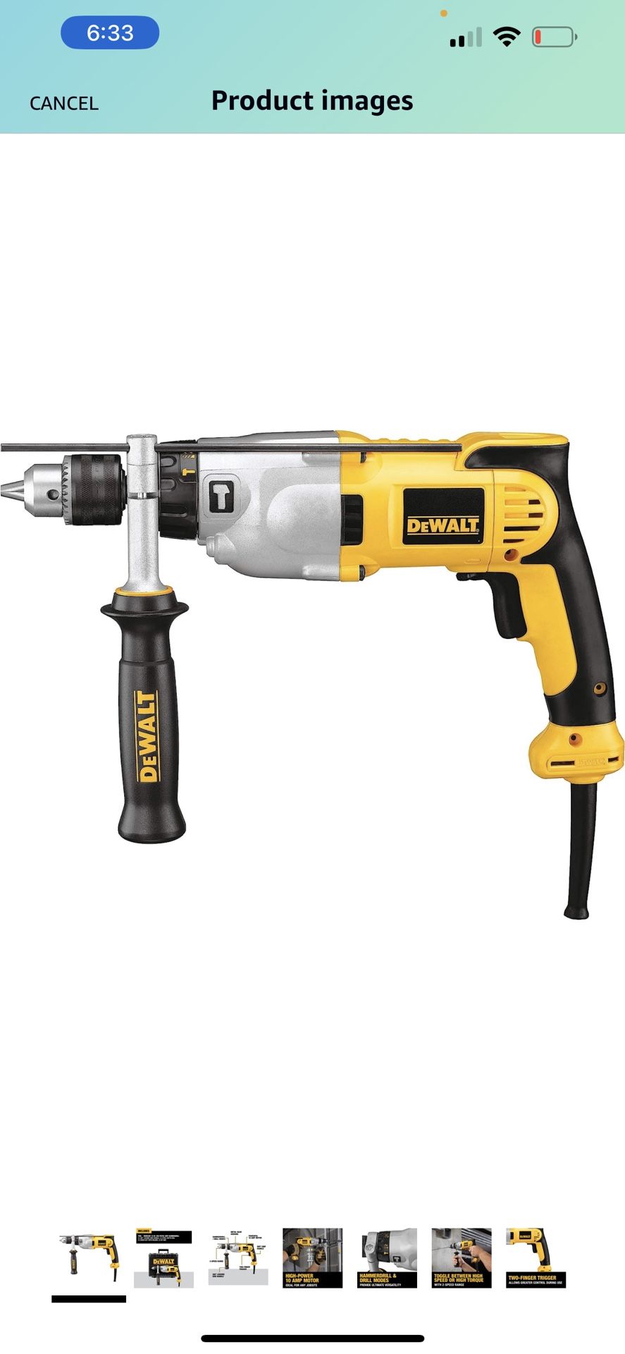 DEWALT Hammer Drill Kit, 1/2-Inch, 10-Amp, Pistol Grip (DWD520)