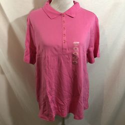 Studio Works Pink Short Sleeve Polo - Womens 1X, NWT, Bust 23”