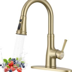 WEWE Vintage Kitchen Faucet with Pull Down Sprayer, Stainless Steel 1 or 3 Hole High Arc Single Handle Antique Sink Faucet for Classic Modern Ktichen,