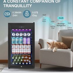 Beverage Refrigerator Cooler, 128 Cans 3.2 Cu.Ft Mini Fridge Glass Door for Drink Beer Soda Wine, Small Fridge with 4 Adjustable Removable Shelves for
