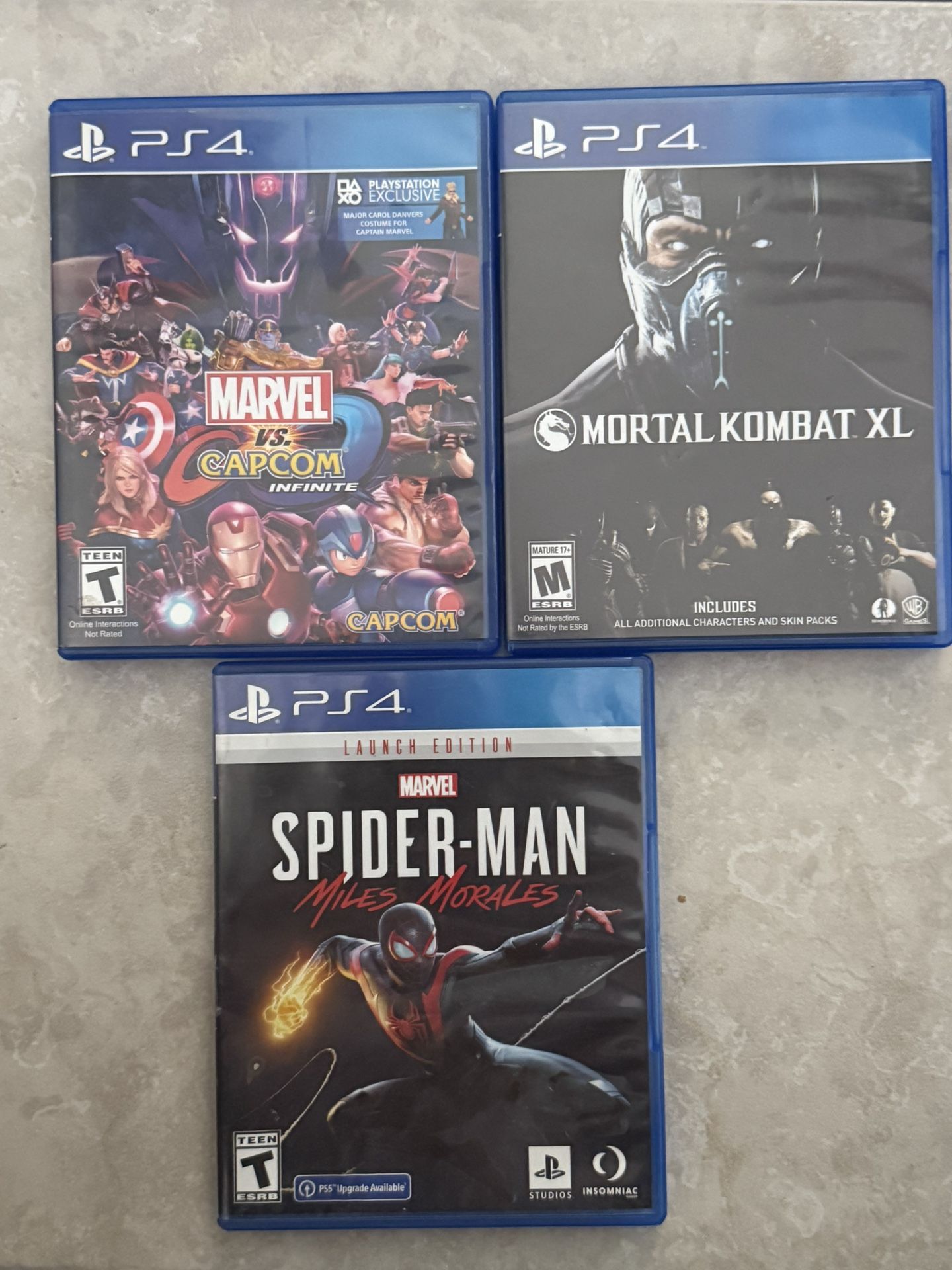 PS4 Games Bundle - Marvel, Mortal Kombat, Spider-Man