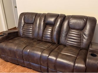 Manual Reclining Sofa with Dropdown Table