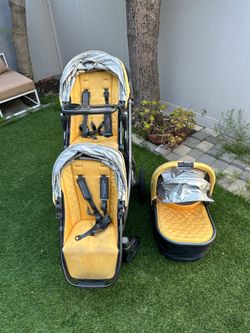 Uppababy Vista 1 yellow stroller with bassinet