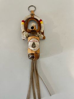 Vintage Hand-Tooled Leather Mini Bottle Holder