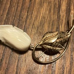 Vintage Winard 12k Gold Filled White Rose, Bud Brooch