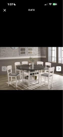 Counter height table with lazy Susan & 6 chairs